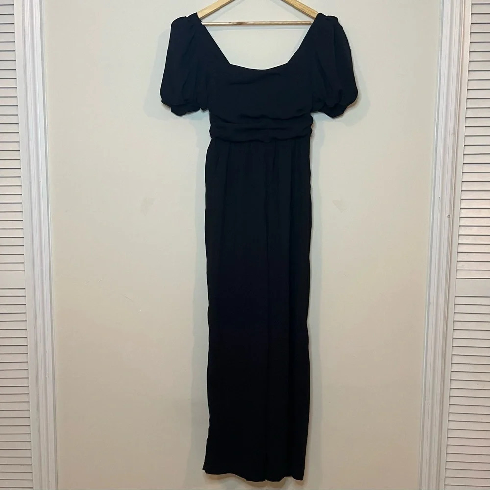 NORDSTROM CHELSEA28 Puff Sleeve Square Neckline Wide Leg Chic Jumpsuit Romper - Picture 5 of 14